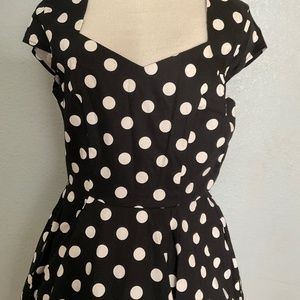 Retro 50’s Black Polka Dot Dress Lxia A-line Size Large Made In USA